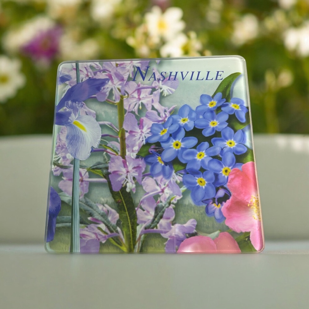 Kitchen Glass Cutting Board Nashville Tennessee Floral Wildflower Iris Purple